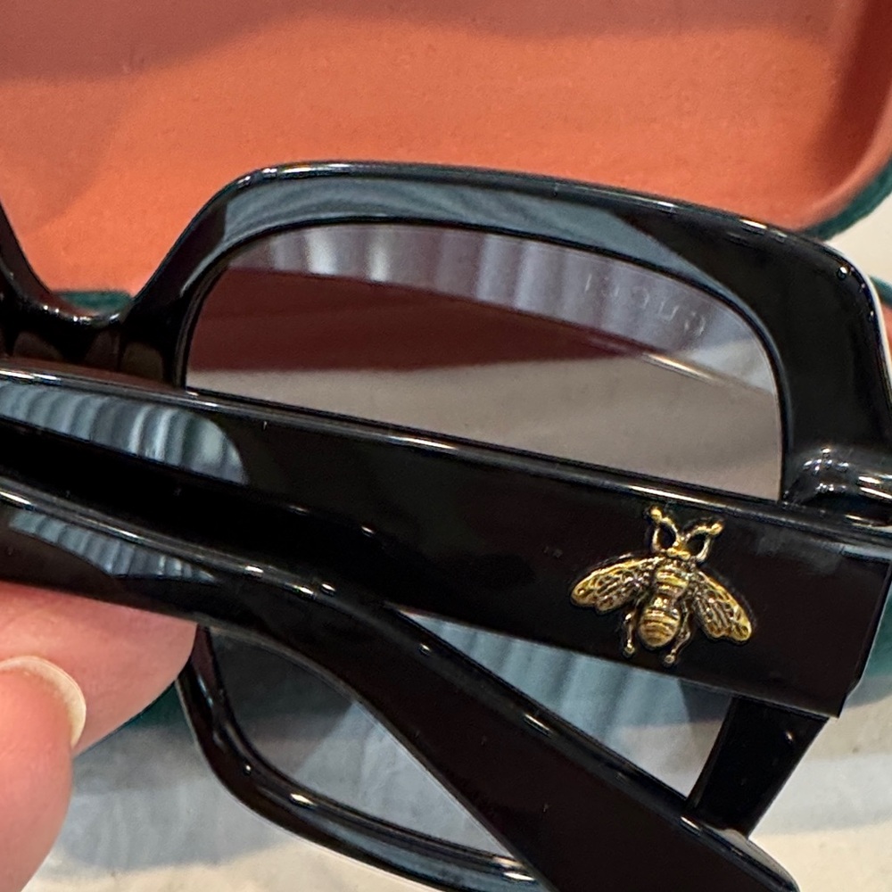 Authentic Gucci Black Sunglasses with Gold Accents - Picture 6 of 14